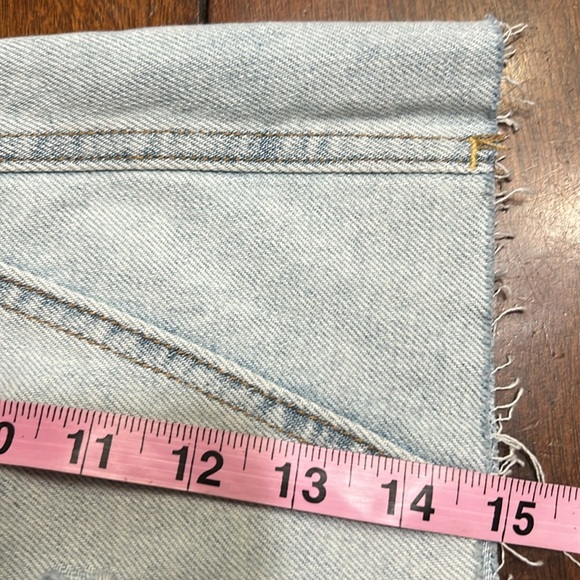 Free People Mini Jean Skirt Button Fly Distressed Sz 28 EUC - Picture 11 of 11